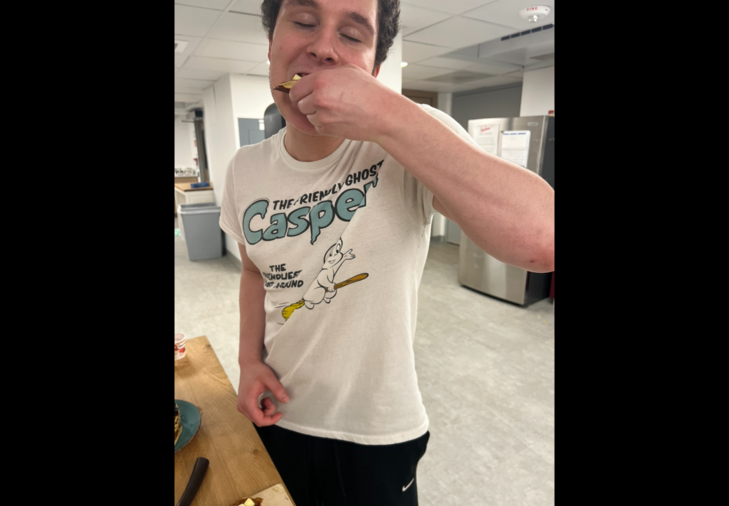 Me tasting the pancakes 