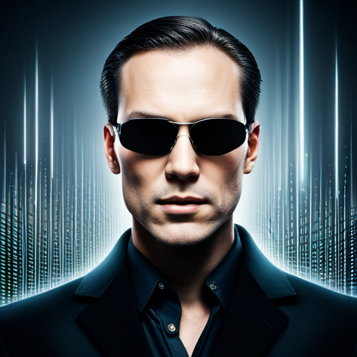 Man in suit with technological background 